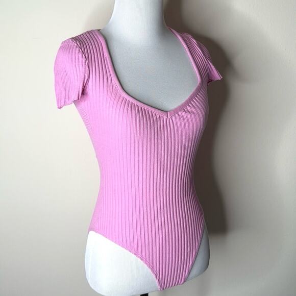 Zara Pink Ribbed Short Sleeve Bodysuit - Picture 3 of 8